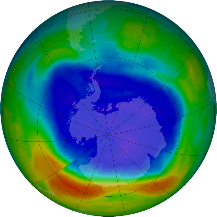 Antarctic ozone map for 17 September 2004